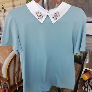 Tj maxx mint green peter pan collar blouse